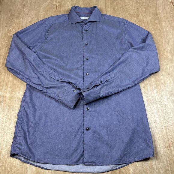 Eton Mens Size 43/17 Purple Long Sleeve Button Up Dress Shirt - Picture 1 of 4